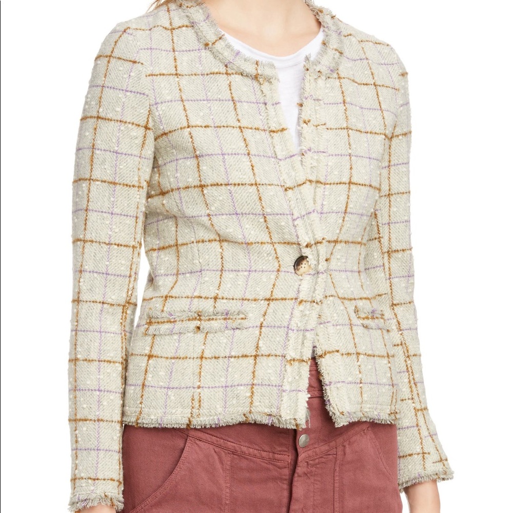 NWT ISABEL MARANT ÉTOILE Lyra wool-blend tweed jacket EU 40, ecru